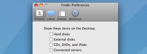 Finder's Preferences to Hide Drive Icons on the Desktop